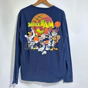 Space Jam Looney Tunes basketball vintage 90s navy long sleeve tee XL Unisex